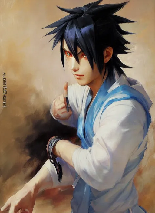 Image similar to sasuke uchiha by ivan shishkin and vladimir volegov and alexander averin and delphin enjolras