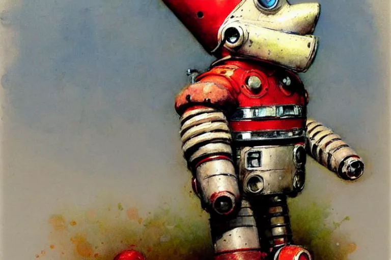 Prompt: adventurer ( ( ( ( ( 1 9 5 0 s retro future robot android knome clown. muted colors. ) ) ) ) ) by jean baptiste monge!!!!!!!!!!!!!!!!!!!!!!!!! chrome red