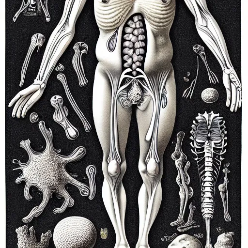 Prompt: homer simpson anatomy by ernst haeckel, masterpiece, vivid, very detailed