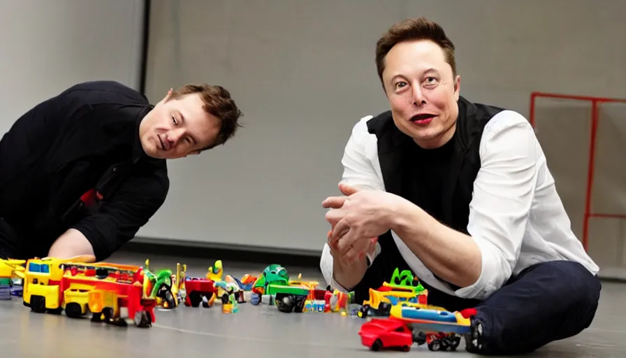 Image similar to Elon Musk playing with toys