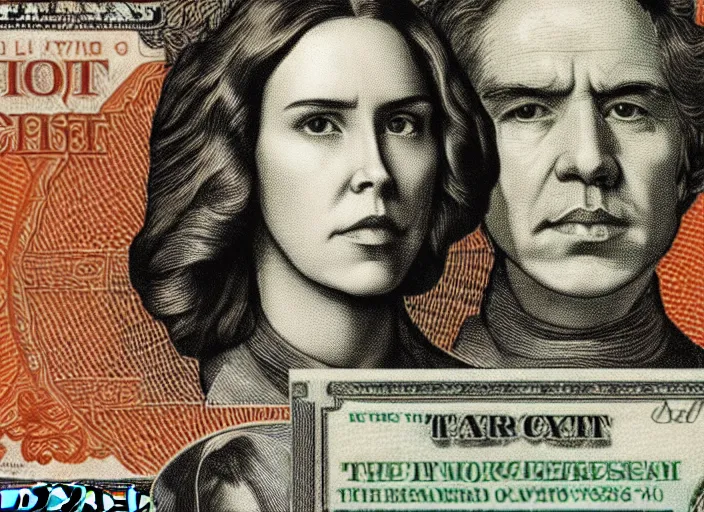 Image similar to reylo kissing, american dollar bill