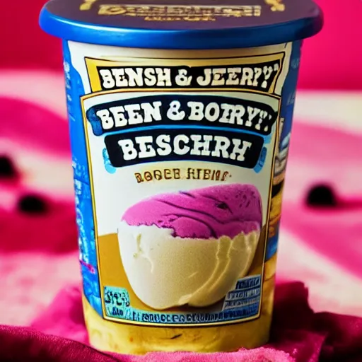 Image similar to ben and jerry's borscht flavoured ice cream, borscht written on the front