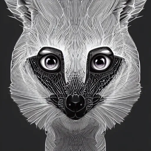 Image similar to Geometric lemur, sun in the background, intricate, elegant, highly detailed, digital painting, artstation, concept art, smooth, sharp focus, illustration, art by artgerm