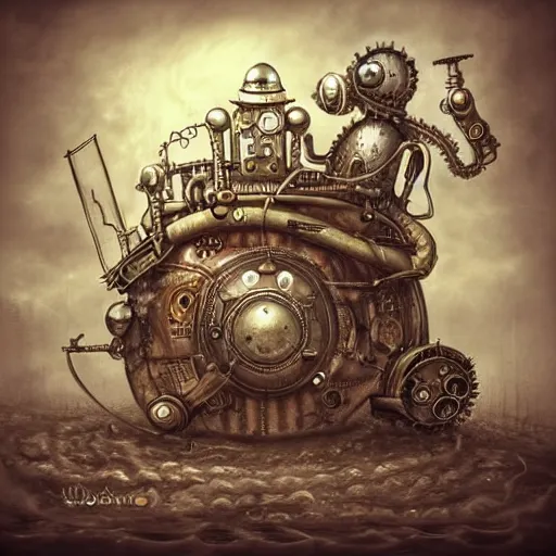 Prompt: machinarium, steampunk art, fantasy style, super high detail, super high quality, talented artist, trending on artstation