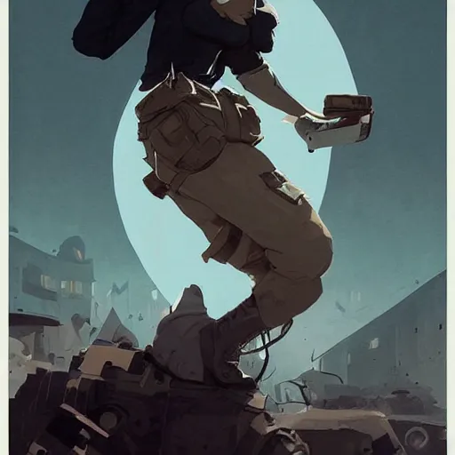 Image similar to nazi character on ww 2 by atey ghailan, by greg rutkowski, by greg tocchini, by james gilleard, by joe fenton, by kaethe butcher, dynamic lighting, gradient light blue, brown, blonde cream and white color scheme, grunge aesthetic