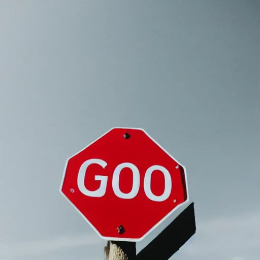 Prompt: a photo of a stop sign that says go