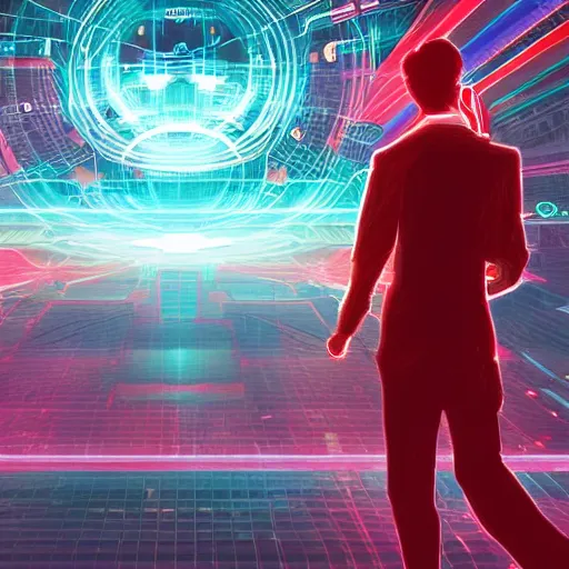 Image similar to A red laster beam in cyberspace, dreamlike digital illustratoin, Android Netrunner, intricate background