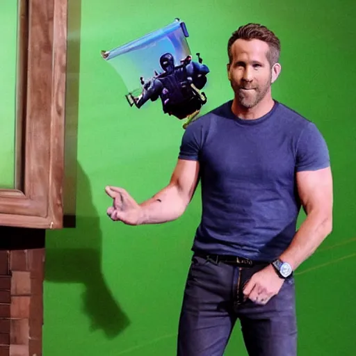 Image similar to Ryan Reynolds playing fortnite