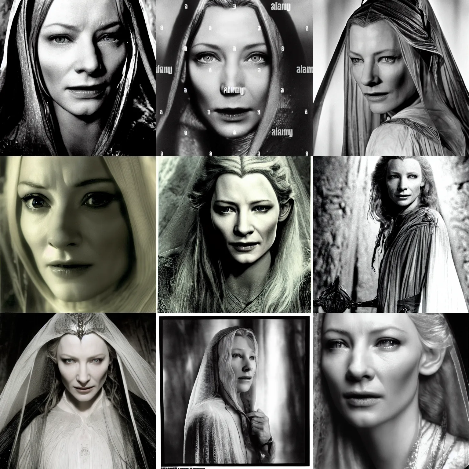 Prompt: lords of the ring movie's galadriel ( cate blanchett ), movie stock photo by yousuf karsh