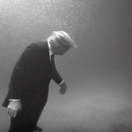 Image similar to dark footage of donald trump at the bottom of the ocean