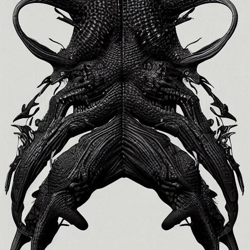 Prompt: cross section anatomy of a black scaled dragon 3D, 8k resolution by H R Giger