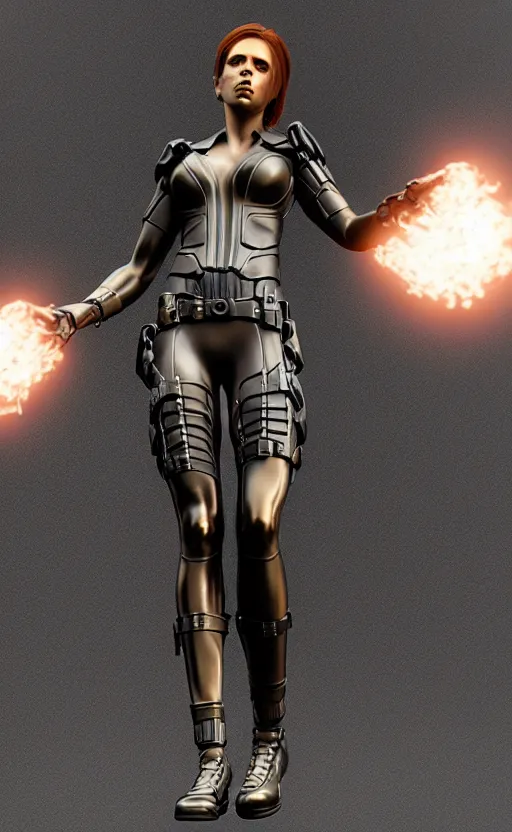 Image similar to black widow, bronze statue and silver, unreal engine, high detailed