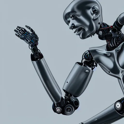 Image similar to Digital Art of a Robot creating a human, 4K, very detailed, award winning