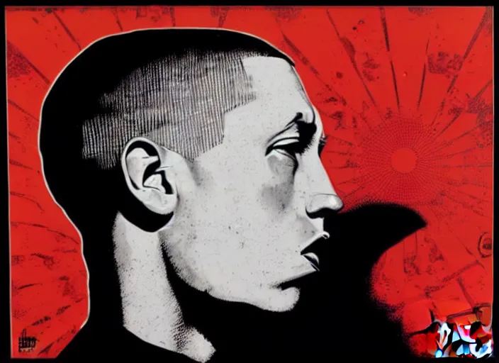 Image similar to Sideview Portrait of eminem by Shepard Fairey