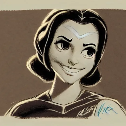 Image similar to milt kahl sketch of victoria justice as princess padme from star wars episode 3