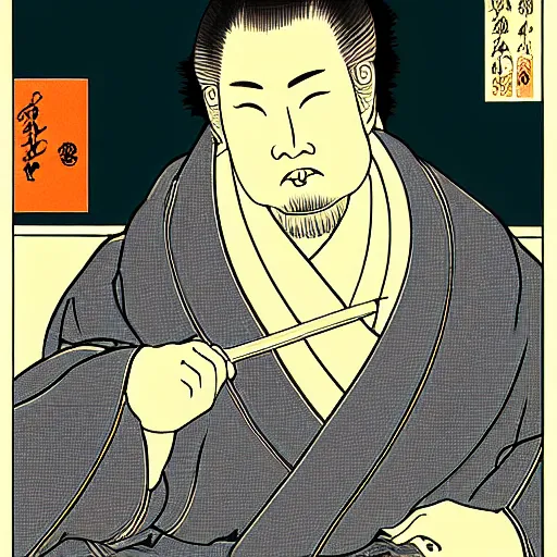 Prompt: jigoro kano, digital art, utamaro kitagawa style