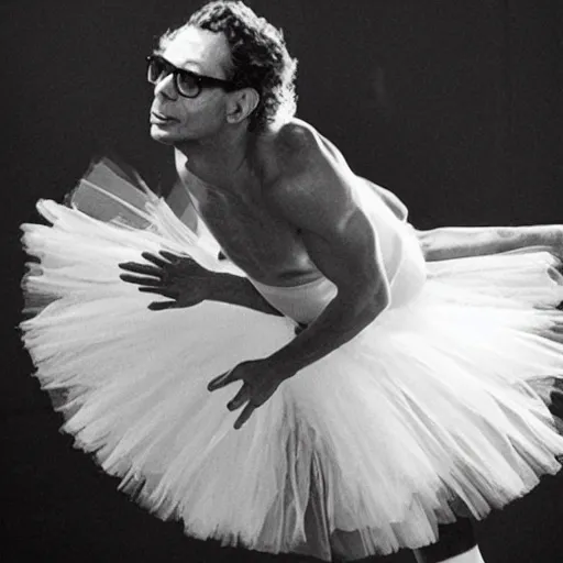 Image similar to jeff goldblum in a tutu,