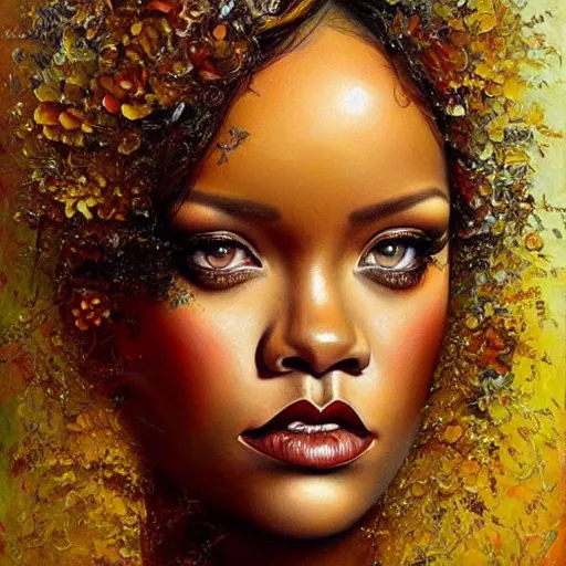 Prompt: a portrait of rihanna by karol bak