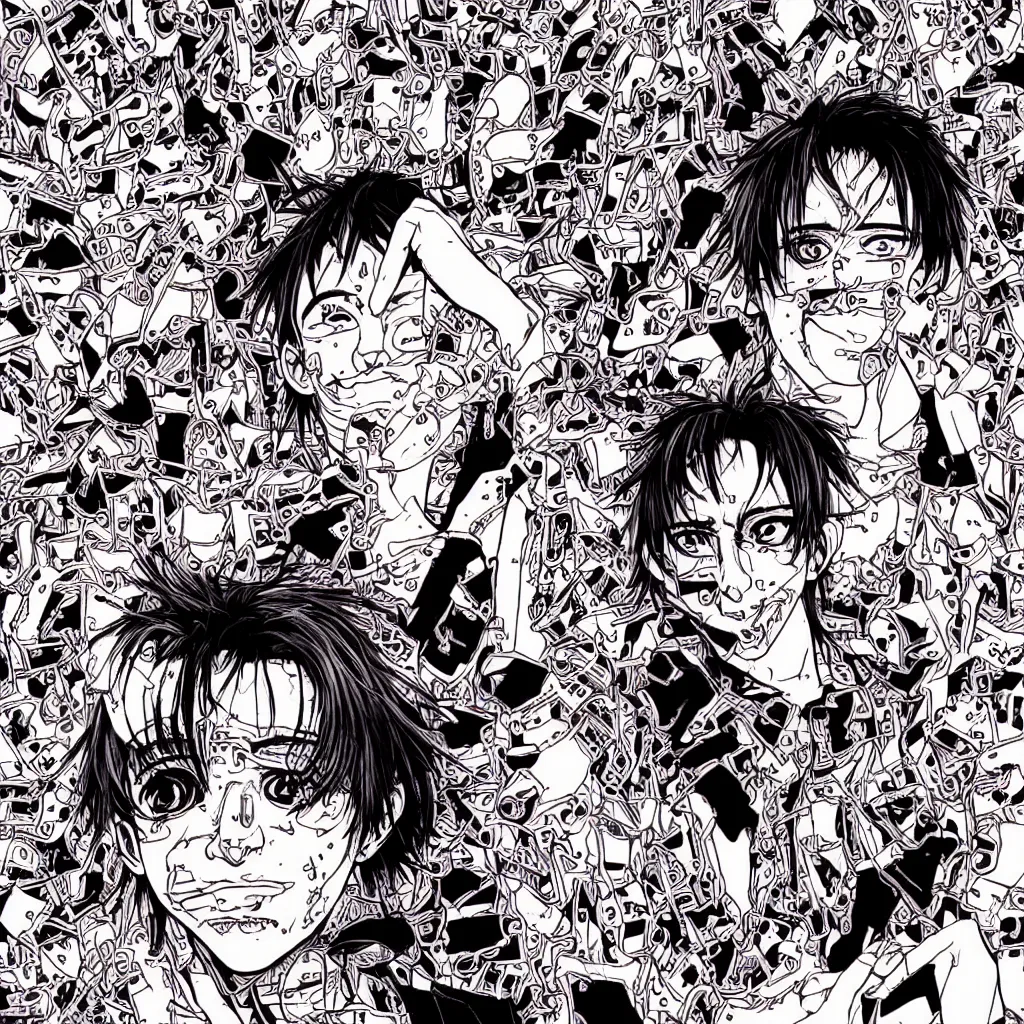 Image similar to simple art of Playboi Carti, intricate, manga art by Shintaro Kago