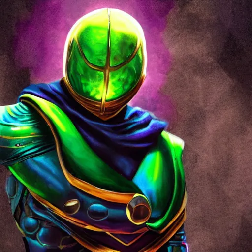 Image similar to Mysterio from Marvel, digital art, painting, trending on ArtStation, 8k, detalied, high quality,