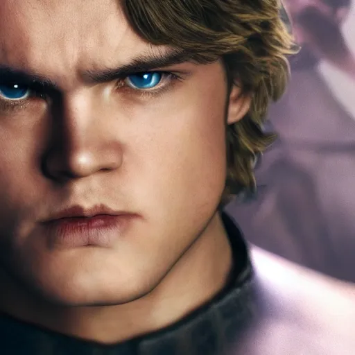 Image similar to anakin skywalker, revenge of the sith, star wars, promotional shot, 4k, highly detailed face, professional photography, cinematic, film, low lighting, portrait,