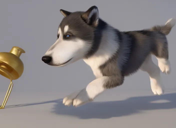 Image similar to a puppy husky, houdini, sidefx, blender, unreal engine 5, 3 d render, smooth, cinematic, octane rendered, hyperdetailed, cinematic, art style by pixar dreamworks disney