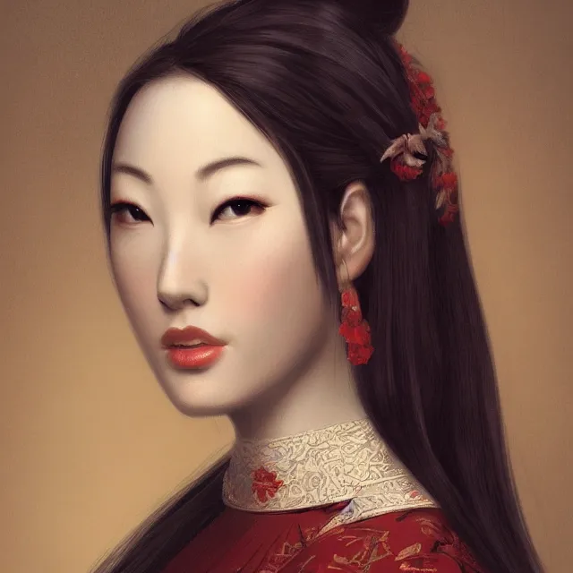 Image similar to beautiful women with oriental faces, character portrait, sharp, digital matte painting, by asher brown durand, trending on artstation