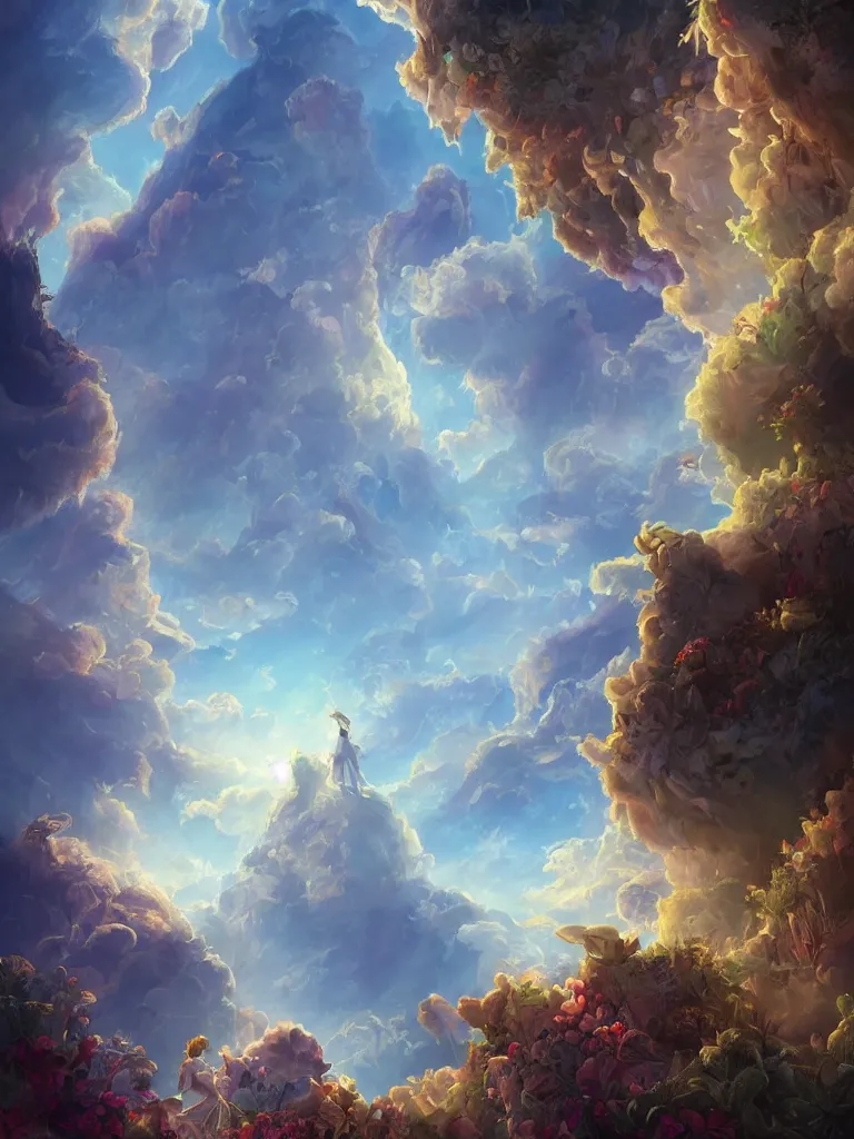 Image similar to heaven, inspired by disney concept artists, blunt borders, dramatic light