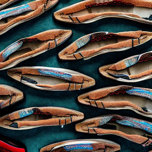 Image similar to photo of flip - flops made of sardines