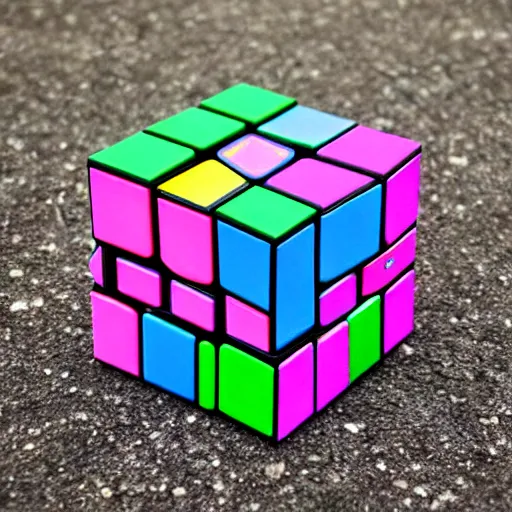 Image similar to ultra complex 5 * 7 * 9 rubiks cube, impossible to solve, hyperreal, confusing perspective, clear colours.