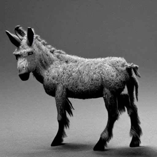 Image similar to a donkey made out of lice, dark, morbid, grotesque