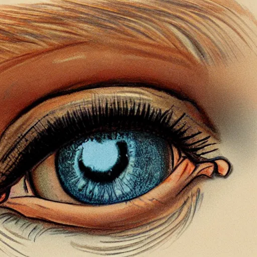 Prompt: illustration of a girls eyes with tears in them, highly detailed, realistic