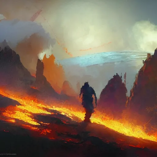 Prompt: a world on fire, craig mullins