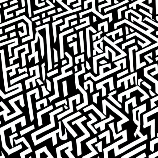 Prompt: people lost in a maze surreal painting monochrome isometric