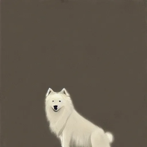 Prompt: very old and wise samoyed dog, artwork by raphael lacoste, epic, cute