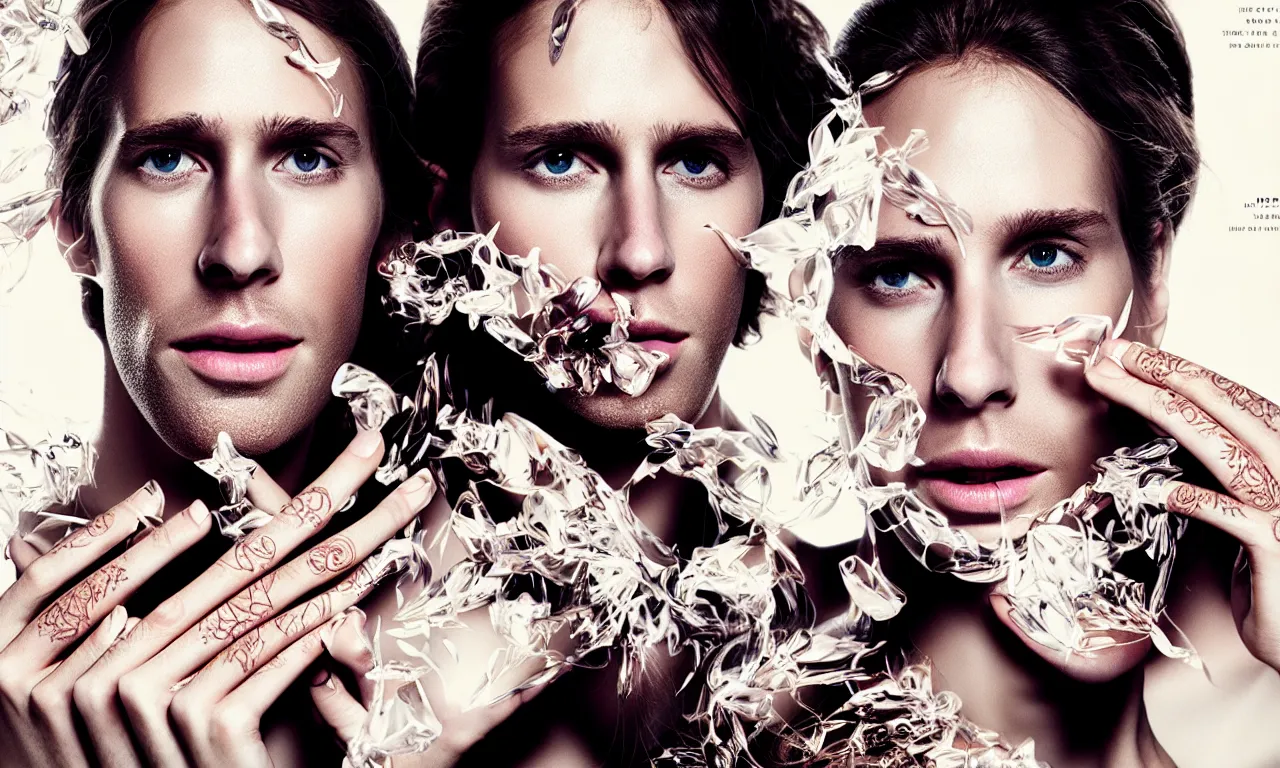 Prompt: portrait fragrance advertising campaign by michael bay, detailed, intricate, high contrast