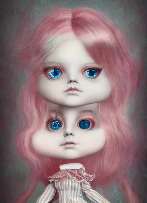 Prompt: alice little as a mark ryden doll, detailed digital art, trending on Artstation