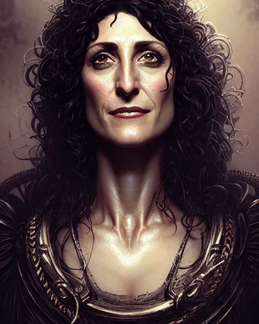 Image similar to lisa edelstein, character portrait, portrait, close up, concept art, intricate details, highly detailed by greg rutkowski, michael whelan and gustave dore