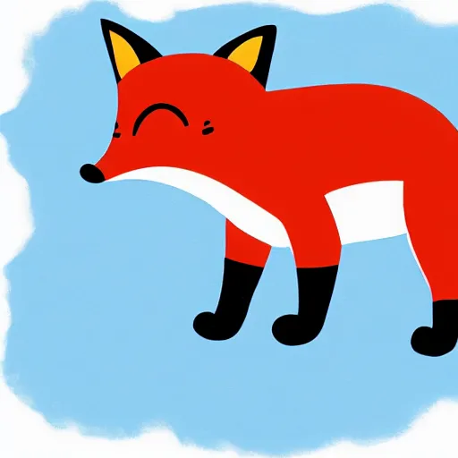 Prompt: full scene, children book illustration, fox, white background