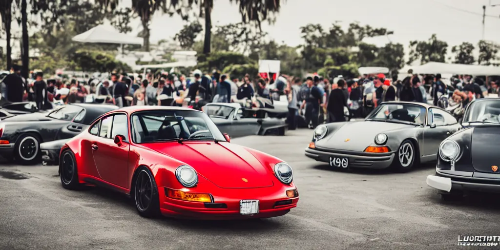 Image similar to A photograph of the Luftgekuhlt Porsche car meet by Larry Chen, Luftgekuhlt, Porsche 911, Los Angeles Car Culture, Speedhunters