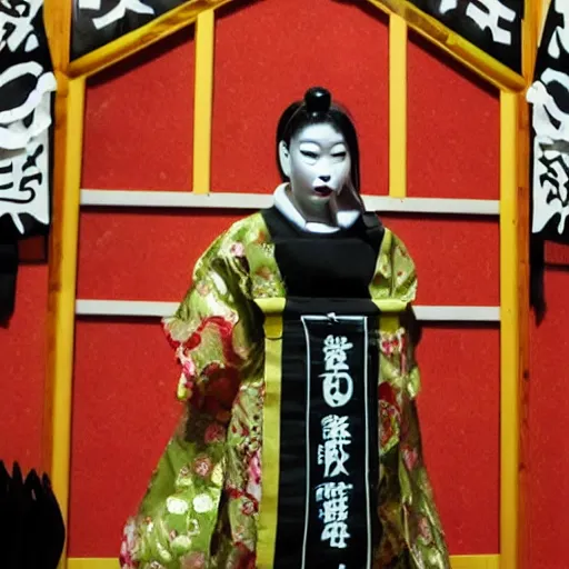 Image similar to animatronic of a japanese cult priestess