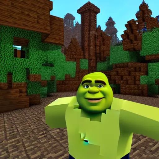 Image similar to shrek in minecraft