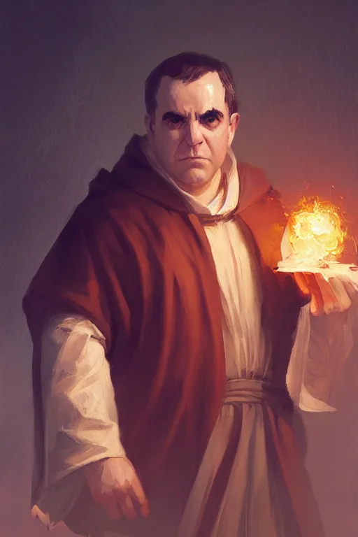 Image similar to thomas aquinas by Greg Rutkowski, painting, portrait, D&D, trending on artstation