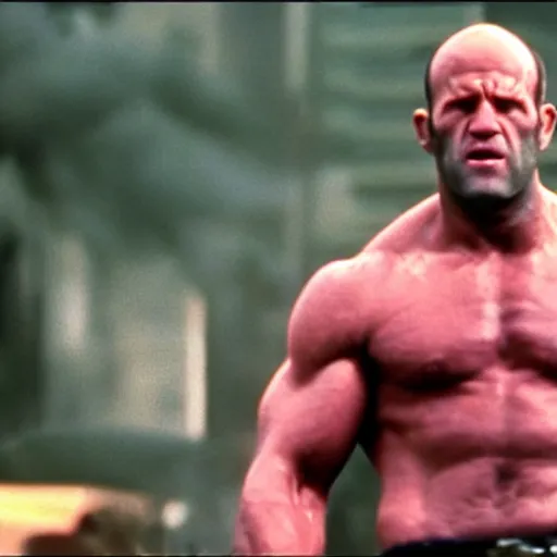 Image similar to jason statham as hulk in 1 9 7 7 movie