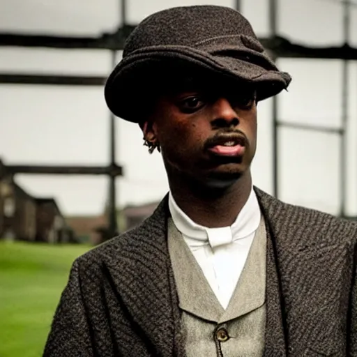 Image similar to playboi carti in peaky blinders 4 k the detailed super realistic