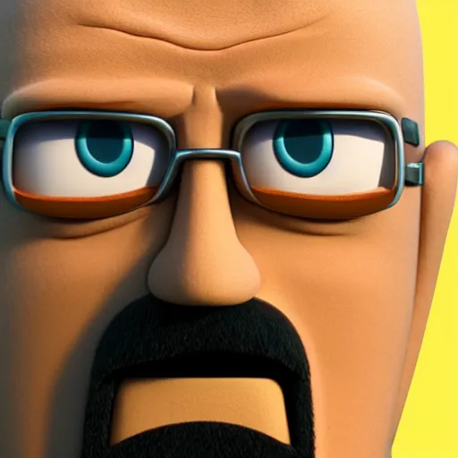 Image similar to Walter White as Gru in Despicable Me, artistic, 8k, cinematic, accurate, symetric, face, dramatic lighting, pastel colours, hdr