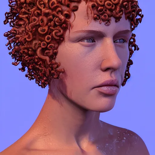 Image similar to 3 d render of wet orange skin with purple warts and curly hairs texture map | seamless | unreal engine | octane | red shift