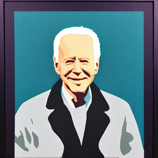 Image similar to individual furry biden silk screen portrait beeple style