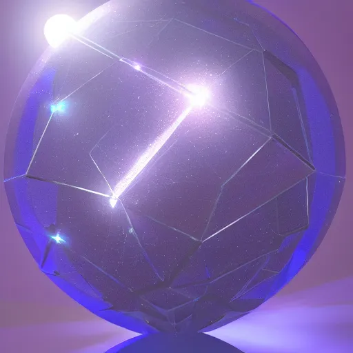 Prompt: crystal sphere glowing from the inside, inside the sphere is the brain, volumetric lighting, highly detailed, artstation, 8 k