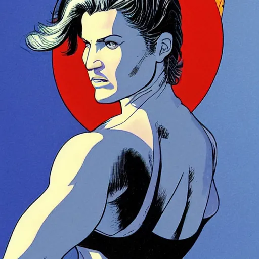 Prompt: gina carano retro minimalist portrait by jean giraud, moebius starwatcher comic, 8 k